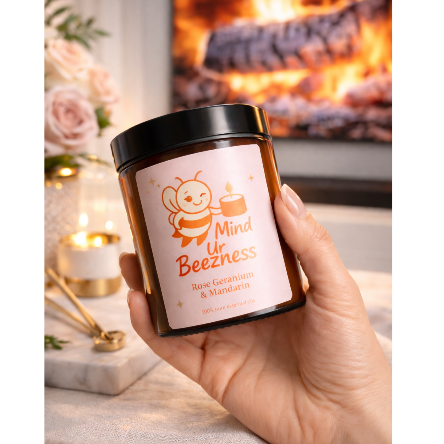 Rose Geranium & Mandarin Essential Oil Candle