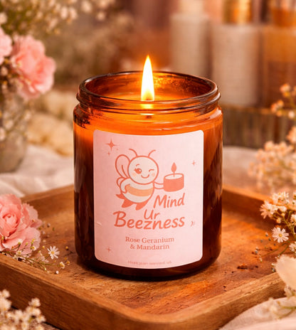 Rose Geranium & Mandarin Essential Oil Candle