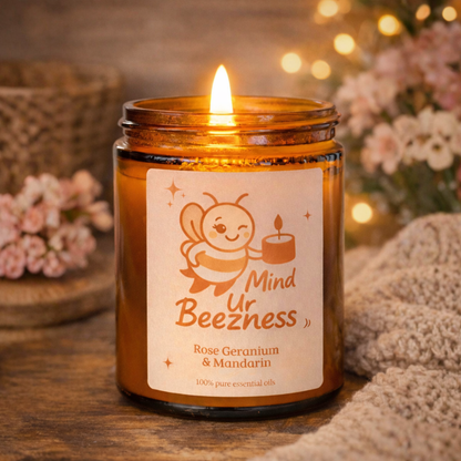 Rose Geranium & Mandarin Essential Oil Candle