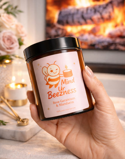 Rose Geranium & Mandarin Essential Oil Candle